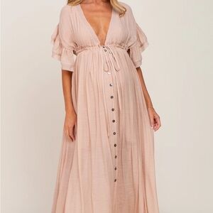 Pinkblush Plunge V-Neck Maternity Maxi Dress